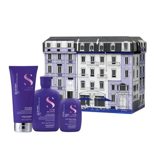 Alfaparf Milano Semi di Lino Anti-Yellow Geschenkset für blondes, platinblondes und silbernes Haar sulfatfreies Shampoo, Conditioner und Spray entfernt Gelbstich korrigiert Gelbstiche-Shampoo & Conditioner Sets-Alfaparf Milano-Shampoo + Conditioner + Spray-MyScent