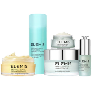 ELEMIS Pro-Collagen Marine Oil & Elemis Marine Cream Geschenkset-Anti-ageing Skin Care Kits-Elemis-Cleansing Balm 100g + Marine Cream 100ml + Night Cream 30ml + Marine Cleanser 150ml + Serum 15ml + Cleansing Cloth-MyScent