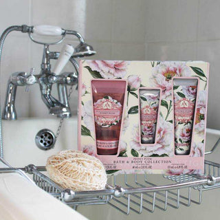 Geschenkset Somerset Körperpflege Rosenblüten Duschgel Handcreme und Bodylotion in schöner Geschenkbox-Bath & Body Gift Baskets-Aaa De Aromas Artesanales De-S/Gel 200ml + H/Cream 60ml + B/Cream 130ml-MyScent