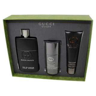 Gucci Guilty Pour Homme 3-teiliges Geschenkset: Eau de Parfum 90 ml Spray + 75 ml Deodorant + 50 ml Gel – Hartbox-Perfume & Cologne-Gucci-90ml + Deodorant 75ml + S/Gel 50ml-MyScent