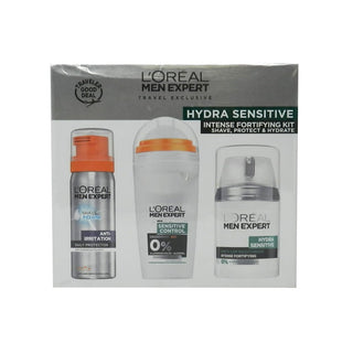 L’Oreal Men Expert Hydra Sensitive Intensiv Stärkendes Geschenkset-Shaving Kits-L'Oréal Paris-S/Gel 300ml + 148h Roll on 50ml + Aftershave Balm 125ml-MyScent