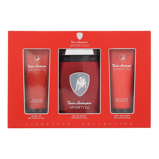 Lamborghini Sportivo 3 Stück Geschenkset: Eau De Toilette 125 ml, Duschgel 100 ml, Aftershave Balsam 100 ml-Perfume & Cologne-Tonino Lamborghini-EDT 125 ml + GEL 100 ml + AB 100 ml-MyScent