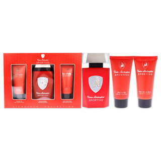 Lamborghini Sportivo 3 Stück Geschenkset: Eau De Toilette 125 ml, Duschgel 100 ml, Aftershave Balsam 100 ml-Perfume & Cologne-Tonino Lamborghini-EDT 125 ml + GEL 100 ml + AB 100 ml-MyScent