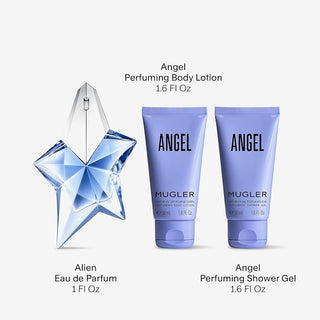 MUGLER Angel Eau de Parfum Damenparfüm Geschenkset Ambriger & Holziger Duft mit Bergamotte Praline und Patschuli Langanhaltender Duft-Perfume & Cologne-Mugler-EDP 25 ml + Lotion 50 ml + GEL 50 ml-MyScent