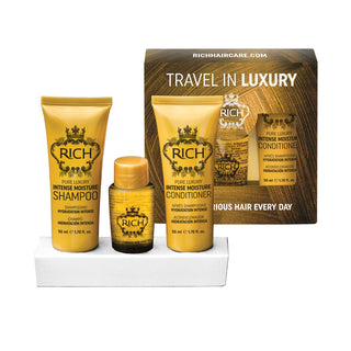 RICH Reise in Luxus Geschenkset - Intensiv Feuchtigkeitsshampoo 1.70 Fl Oz, Intensiv Feuchtigkeitsspülung 1.70 Fl Oz, Arganöl Elixier 1.0 Fl Oz-Shampoo & Conditioner Sets-Rich-Shampoo 1.7fl oz + Conditioner 1.7fl oz + Argan oil elixir 1fl oz-MyScent