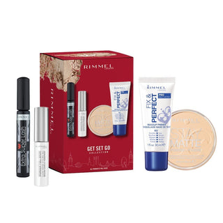 Rimmel London Get Set Go Geschenkset-Makeup Sets-Rimmel-Extra Super Lash Mascara (101 Black) + Wonder'full Brow Gel (004 Clear) + Stay Matte Pressed Powder (001 Transparent) + Fix & Perfect Primer (Transparent)-MyScent