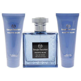 Sergio Tacchini Pacific Blue Herren 3-teiliges Geschenkset - EDT, Duschgel und Aftershave Balsam-Perfume & Cologne-Sergio Tacchini-100ml + Aftershave Balm 100ml + S/Gel 100ml-MyScent