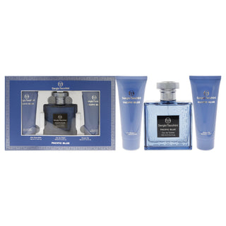 Sergio Tacchini Pacific Blue Herren 3-teiliges Geschenkset - EDT, Duschgel und Aftershave Balsam-Perfume & Cologne-Sergio Tacchini-100ml + Aftershave Balm 100ml + S/Gel 100ml-MyScent