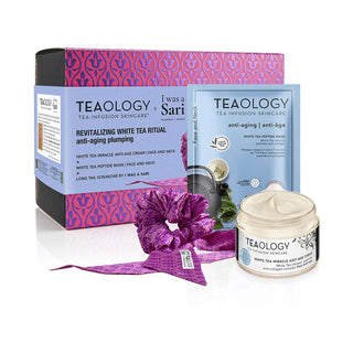 Teaology Revitalizing White Tea Ritual Geschenkset-Bath & Body Gift Baskets-Teaology-White Tea Miracle Anti-Age Cream 50ml + White Tea Peptide Mask 21ml + Sprunchi-MyScent