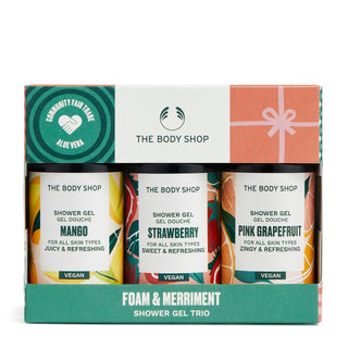 The Body Shop Foam and Merriment Duschgel Trio Mini Geschenk Vegan Duschgel-Bath Additives-The Body Shop-Strawberry Shower Gel 60ml, Mango Shower Gel 60ml, Pink Grapefruit Shower Gel 60ml-MyScent