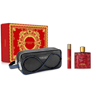 Versace Eros Flame Natural EDP Spray mit Kosmetiktasche 3-teiliges Geschenkset für Männer-Perfume & Cologne-Versace-Edp 3.4 oz + Cosmetic Bag-MyScent